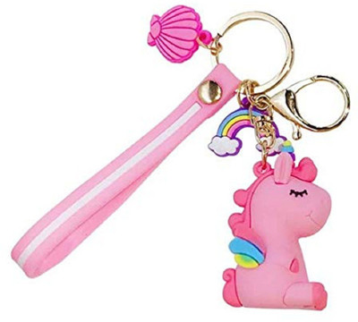prisma collection Toys Novelty Key Ring Rainbow Pendant 3D Rubber Unicorn Keychain Key Chain