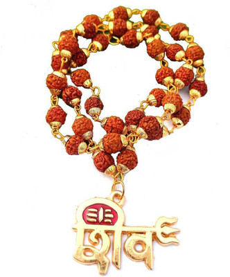 Moksh Spiritual Shiv Locket Pendant Rudraksh Mala wood chain gold plated pack of 1 Wood Chain