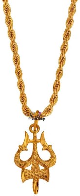 Sullery Hindu Lord Shiva Trishul Mahakal Mahadev Shiv Ling Heart Locket Gold-plated Brass Pendant