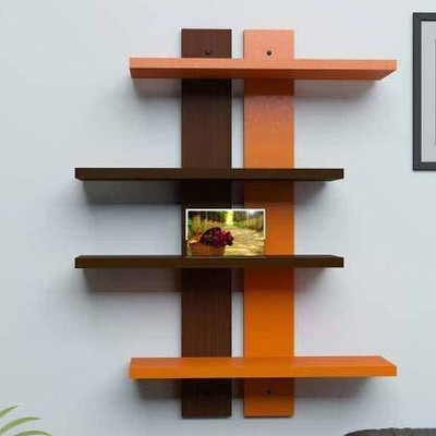 Alluringwood Floating Shelf Home Decor Wooden Wall Shelf(Number of Shelves - 4, Brown, Orange)