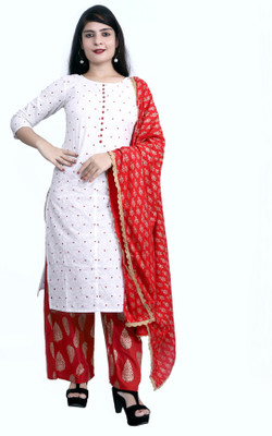 DaisySkirt Polka Print Kurta, Palazzo & Dupatta Set