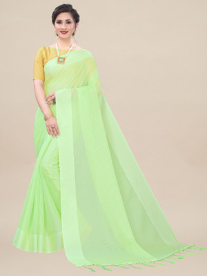 Ratnavati Striped Bollywood Net Saree(Green)