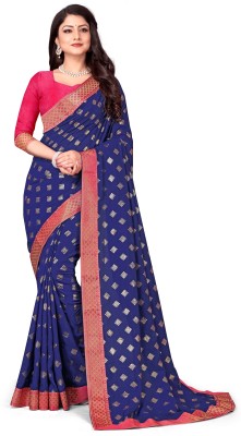 mahalaxmi fab Embroidered Bollywood Pure Silk Saree(Dark Blue)