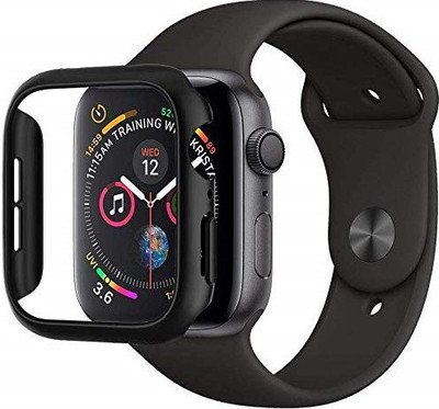 MIFKRT Screen Guard for Screen Guard for Apple Watch Series SE, Series 5, Series 6 (44mm case) | Bumper + Glass Snap on Face Cover Full Coverage Screen Protector of Thin Plated Case PC(Pack of 1)