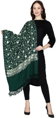 BE SWADESHI Wool Woven Women Shawl(Green)