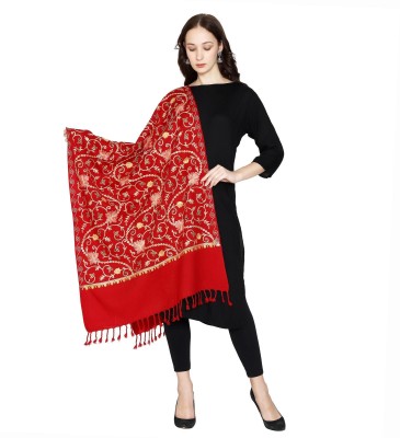 swi stylish Wool Embroidered Women Shawl(Red)