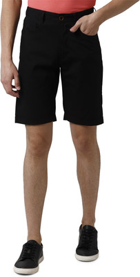 PETER ENGLAND Solid Men Black Regular Shorts
