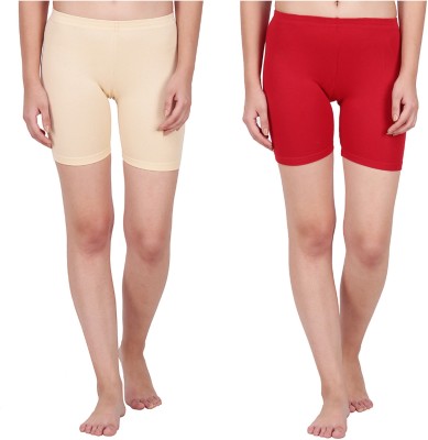 Splash Solid Women Beige, Red Cycling Shorts