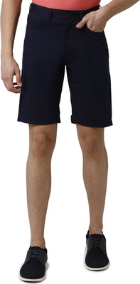 PETER ENGLAND Solid Men Dark Blue Regular Shorts