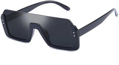 revcart Retro Square Sunglasses(For Men & Women, Black)