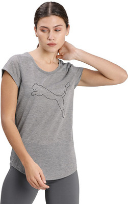 PUMA Printed Women Round Neck Grey T-Shirt