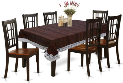 KUBER INDUSTRIES Striped 6 Seater Table Cover(Brown, PVC)
