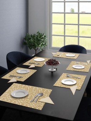 Saral Home Rectangular Pack of 6 Table Placemat(Gold, Cotton)