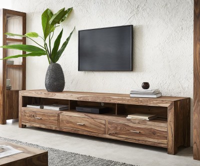 MAHIMART AND HANDICRAFTS Beautiful Tv Unit In Sheeaham Wood Solid Wood TV Entertainment Unit(Finish Color - Brown, Pre-assembled)