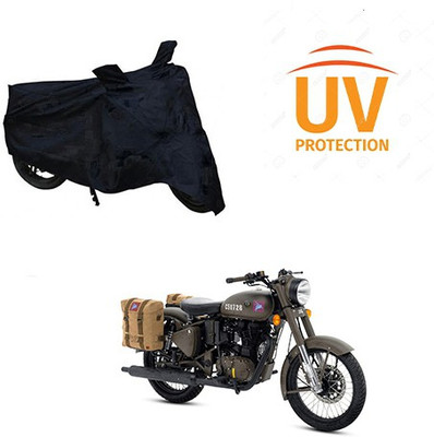 Atulit enterprises Two Wheeler Cover for Royal Enfield(Classic 500, Black)