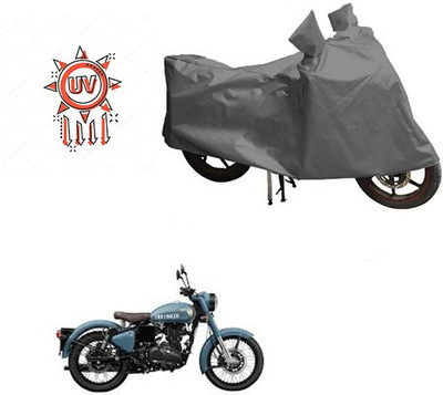 HYBRIDS COLLECTION Waterproof Two Wheeler Cover for Royal Enfield(Classic 350, Grey)