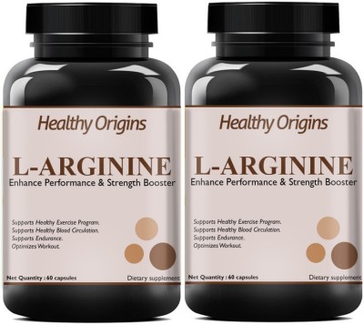 Healthy Origins Nutrition L-Arginine-1000mg (Pre-workout tablets), Essential Amino Acid (Pack Of 2) Premium(2 x 60 No)