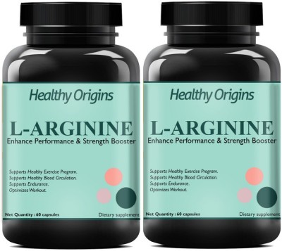 Healthy Origins L Arginine 1000mg Supplement, Nitric Oxide Supplement(Pack Of 2) Pro(2 x 60 No)