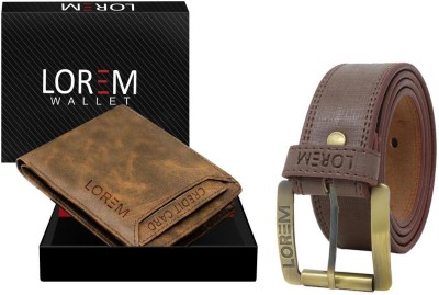 LOREM Wallet & Belt Combo(Brown, Brown)