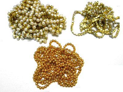 Zilzon Stone Chain,Pearl Chain,Golden Ball Chain Combo for Jewellery Making, Each 2 Meter