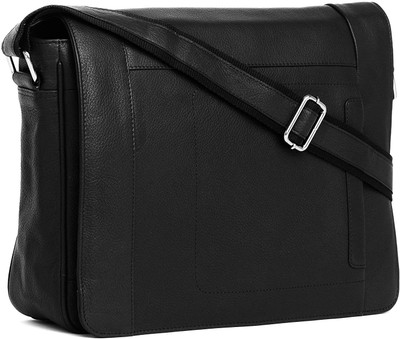 WILDHORN Leather Laptop Messenger Bag for Men Waterproof Messenger Bag(Black, 15 inch)