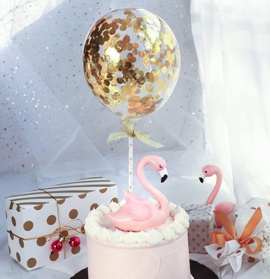 Hippity Hop Printed Balloon Cake Topper Balloon(Gold, Pack of 7)