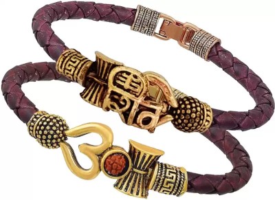 Adore Jewels Brass, Leather Bracelet(Pack of 2)