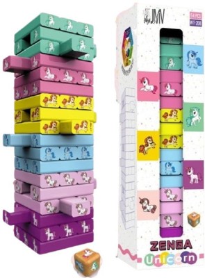 JVTS 54 pcs Color Zenga Colorful Wooden Blocks Tumbling Tower Stacking Balancing Building Block Game Toy 1 Challenging Educational Puzzle Dominoes Party Game Pieces Tower Toys Board.(Multicolor)
