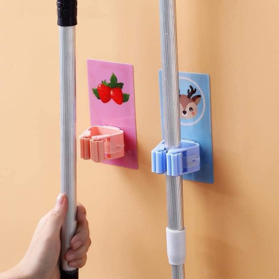 BIDEN Multicolor Plastic Broom Holder(2 Holders)