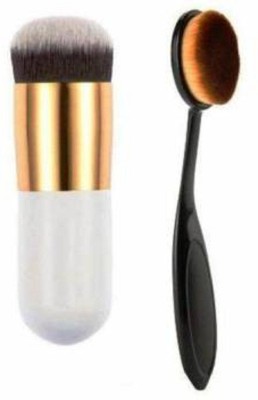 Lenon Professional Foundation Brush and Oval Foundation Brush pack of 2(Pack of 2)