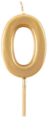 FUNCART Golden Color Numerical Number Zero Cake Topper Candle Candle(Gold, Pack of 1)