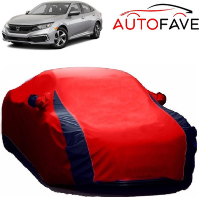 AutoFave Car Cover For Honda Civic (With Mirror Pockets)(Red)
