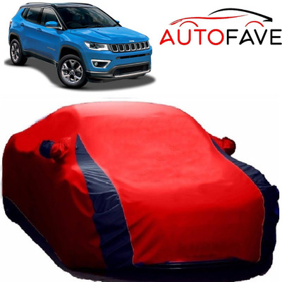 AutoFave Car Cover For Jeep Compass (With Mirror Pockets)(Red)