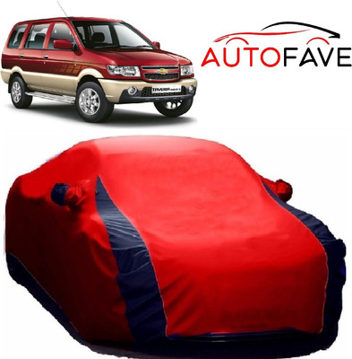AutoFave Car Cover For Chevrolet Tavera (With Mirror Pockets)(Red, Blue)