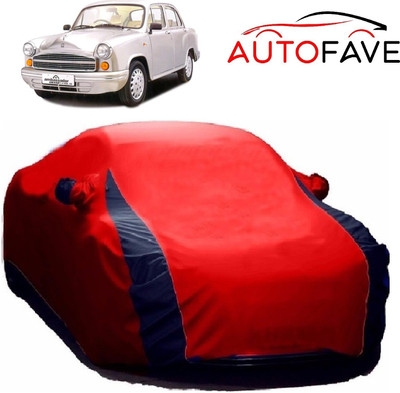 AutoFave Car Cover For HM Ambassador MPFi (With Mirror Pockets)(Red, Blue)