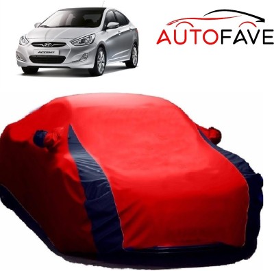 AutoFave Car Cover For Hyundai Accent (With Mirror Pockets)(Red)