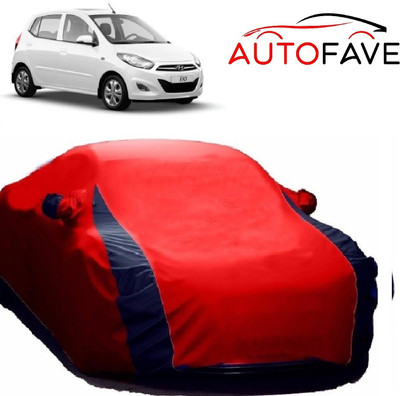 AutoFave Car Cover For Hyundai i10 (With Mirror Pockets)(Red)