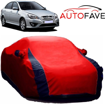 AutoFave Car Cover For Hyundai Verna Transform (With Mirror Pockets)(Red)