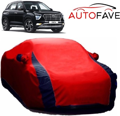 AutoFave Car Cover For Hyundai Creta (With Mirror Pockets)(Red)