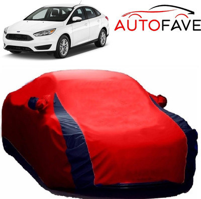 AutoFave Car Cover For Ford Focus (With Mirror Pockets)(Red)