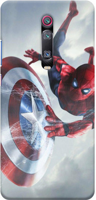 NDCOM Back Cover for Redmi K20 Captain America Shield Spiderman Printed(Multicolor, Hard Case, Pack of: 1)