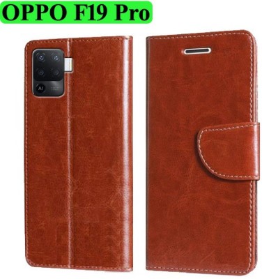 Wynhard Flip Cover for OPPO F19 Pro(Brown, Grip Case, Pack of: 1)