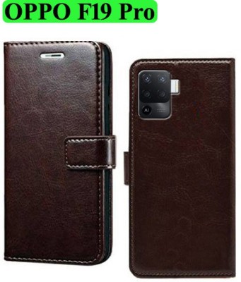 Wynhard Flip Cover for OPPO F19 Pro(Brown, Grip Case, Pack of: 1)