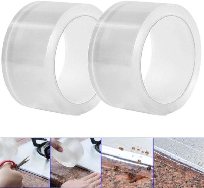 DARIT PVC Self-Adhesive PVC Anti Slip Bath and Wall Sealing Strip, Anti-Mildew Waterproof Bathroom Repair Gel Tape with Acrylic Glue (Manual)(Set of 2, White)