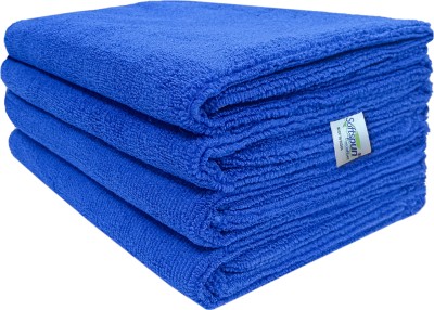SOFTSPUN Microfiber Cloth 40x60 Cms, 4 Piece Towel Set, 340 GSM (Blue) Dry Microfiber Cleaning Cloth(4 Units)