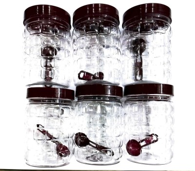 KHUSHA CREATIONS Plastic Grocery Container  - 100 ml(Pack of 6, Clear, Brown)