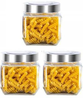 GREATZON ENTERPRISE Glass Grocery Container  - 500 ml(Pack of 3, Clear)