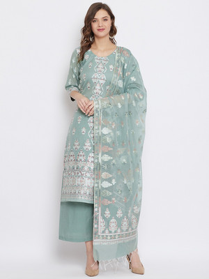 Safaa Cotton Blend Self Design Kurta & Palazzo Material