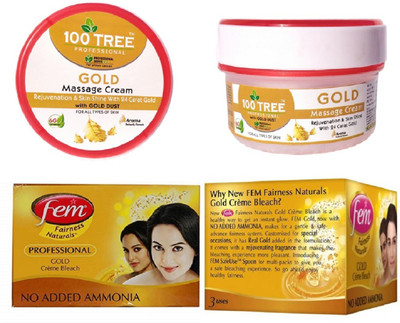 Fem Professional Gold Bleach 212 gm & D-Tan Massage Cream 200 gm(2 Items in the set)
