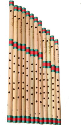 SG MUSICAL 12 pc. Base Bamboo Flute Indian Bansuri Set/Flute Set Bamboo Flute(85 cm)